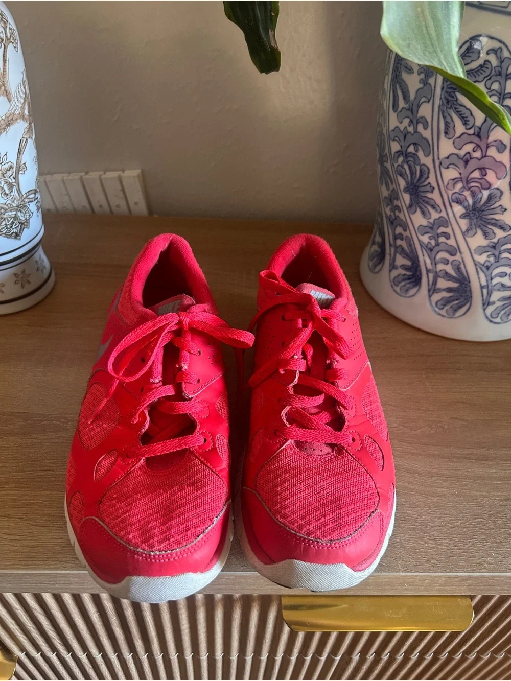 Nike Women's Bright Pink Running Sneakers with White Swoosh